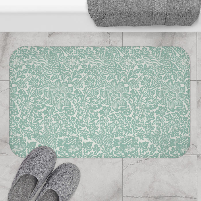 William Morris Bath Mat Bird & Anemone Mint Aqua