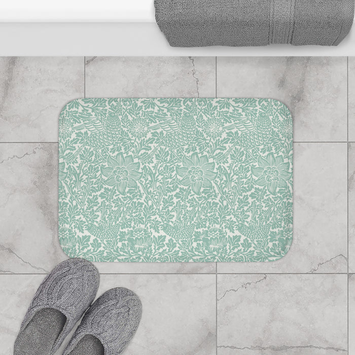 William Morris Bath Mat Bird & Anemone Mint Aqua