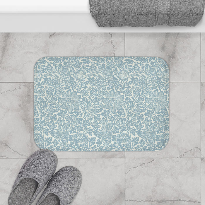 William Morris Bath Mat Bird & Anemone Soft Blue