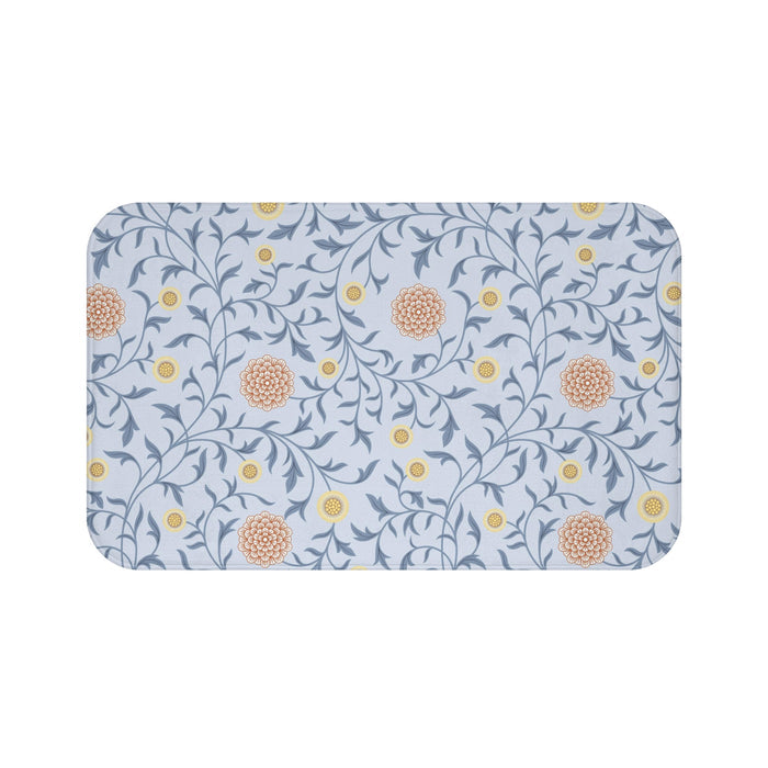 William Morris Bath Mat Scroll Blue Peach