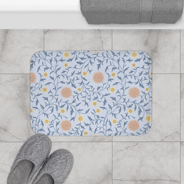 William Morris Bath Mat Scroll Blue Peach