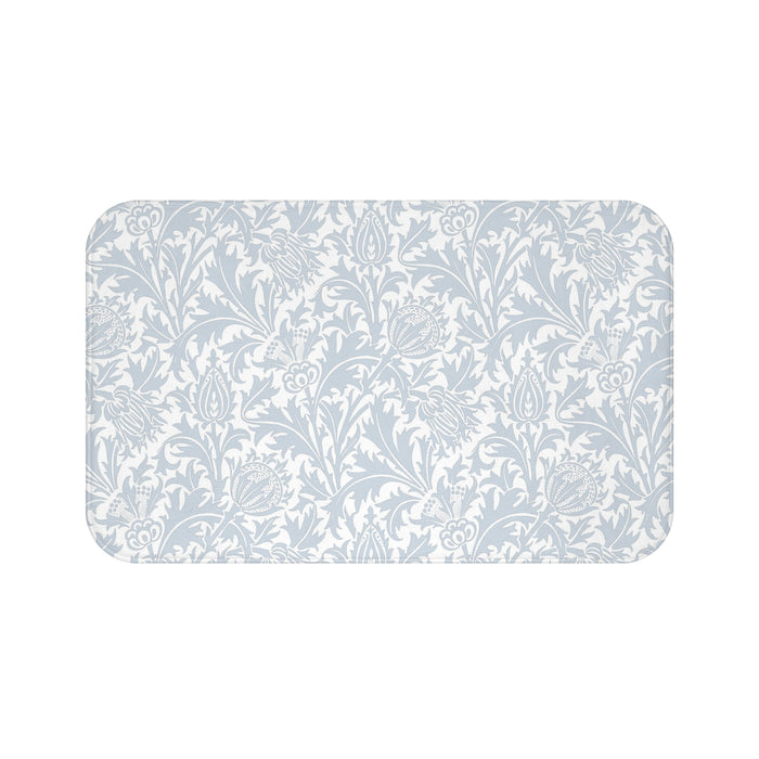 William Morris Bath Mat Thistle Silver Blue Gray