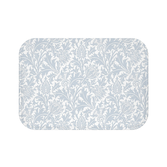 William Morris Bath Mat Thistle Silver Blue Gray