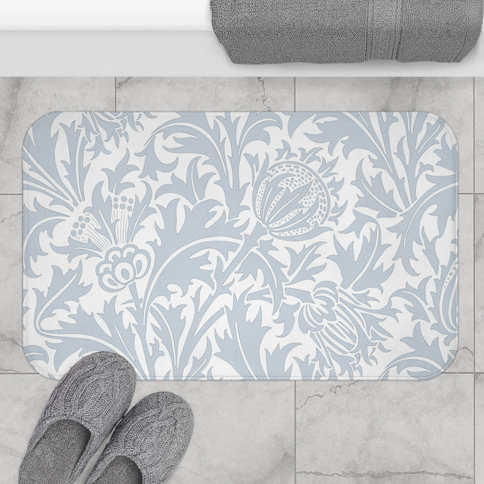 William Morris Bath Mat Thistle Silver Blue Gray