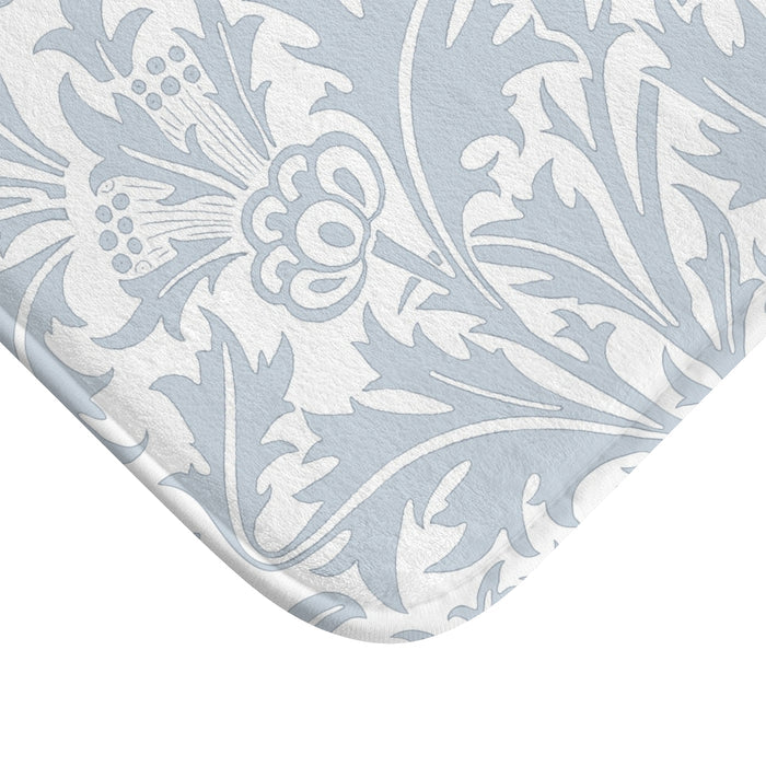 William Morris Bath Mat Thistle Silver Blue Gray