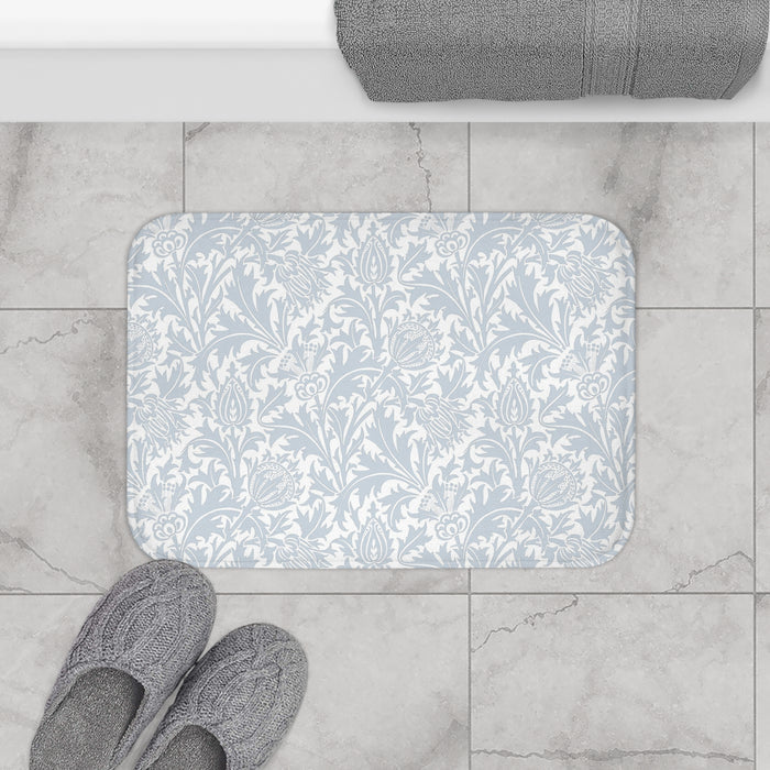 William Morris Bath Mat Thistle Silver Blue Gray