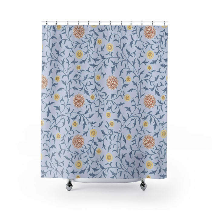 William Morris Scroll Blue Peach Shower Curtain