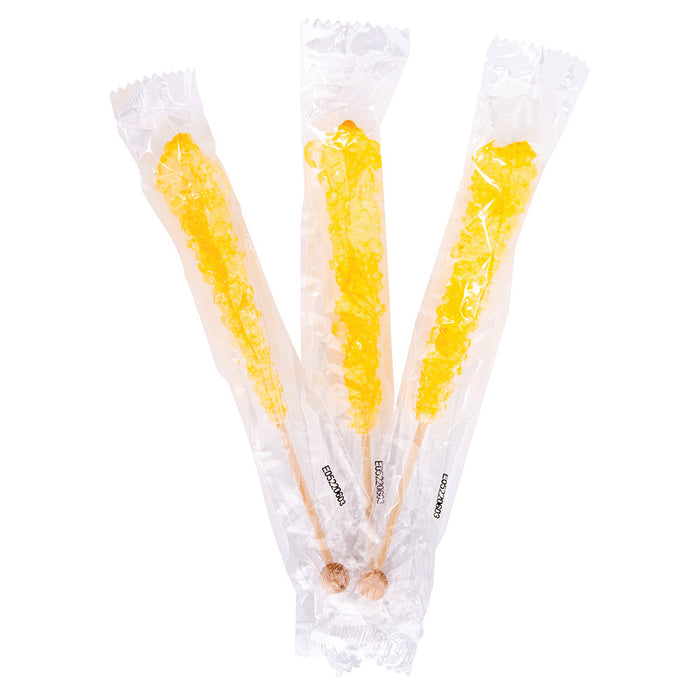 Yellow Lemon Rock Candy Sticks - 100 Count