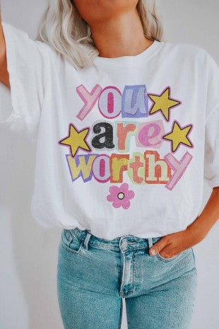 You Are Worthy Oversized Graphic Tee