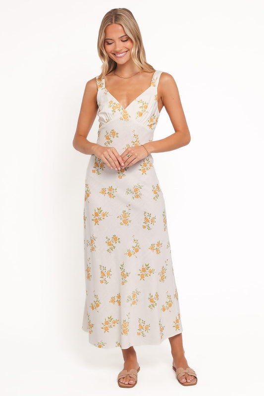 Petal and Pup USA DRESSES Zinnia Midi Dress - Yellow Floral