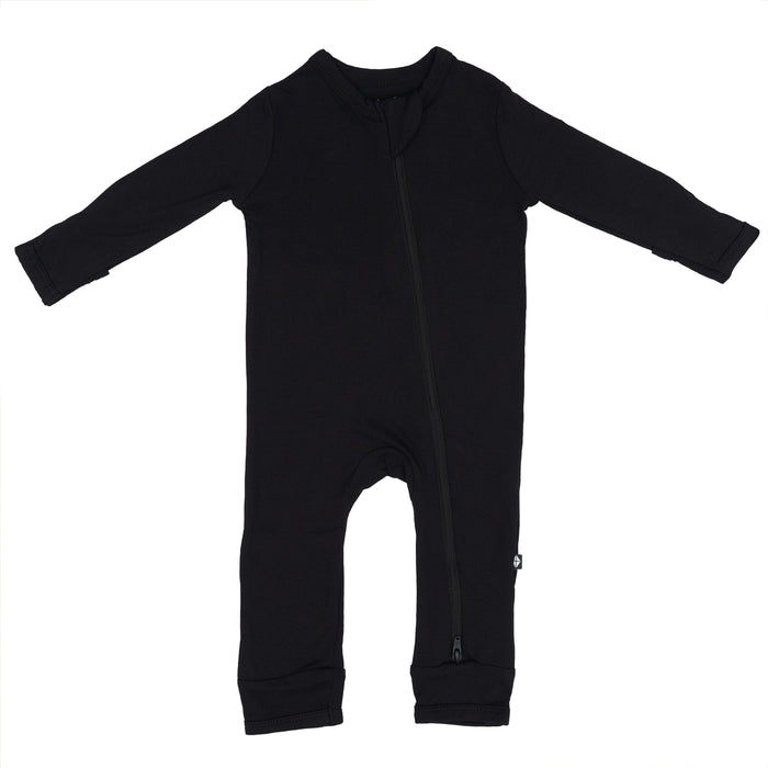 Flat lay of Kyte Baby Zippered Romper in Midnight
