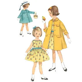 1950's Sewing Pattern: Girl's /Toddler's Pretty Dress & Coat  - Chest 21" (53.3cm)