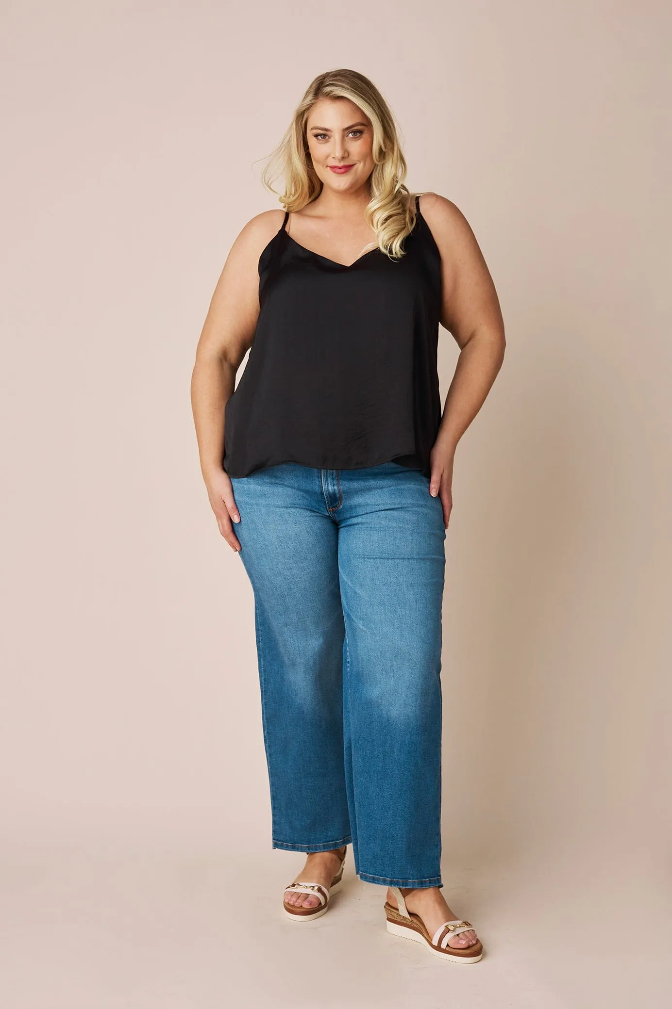Ana Camisole Top Black with V Neck