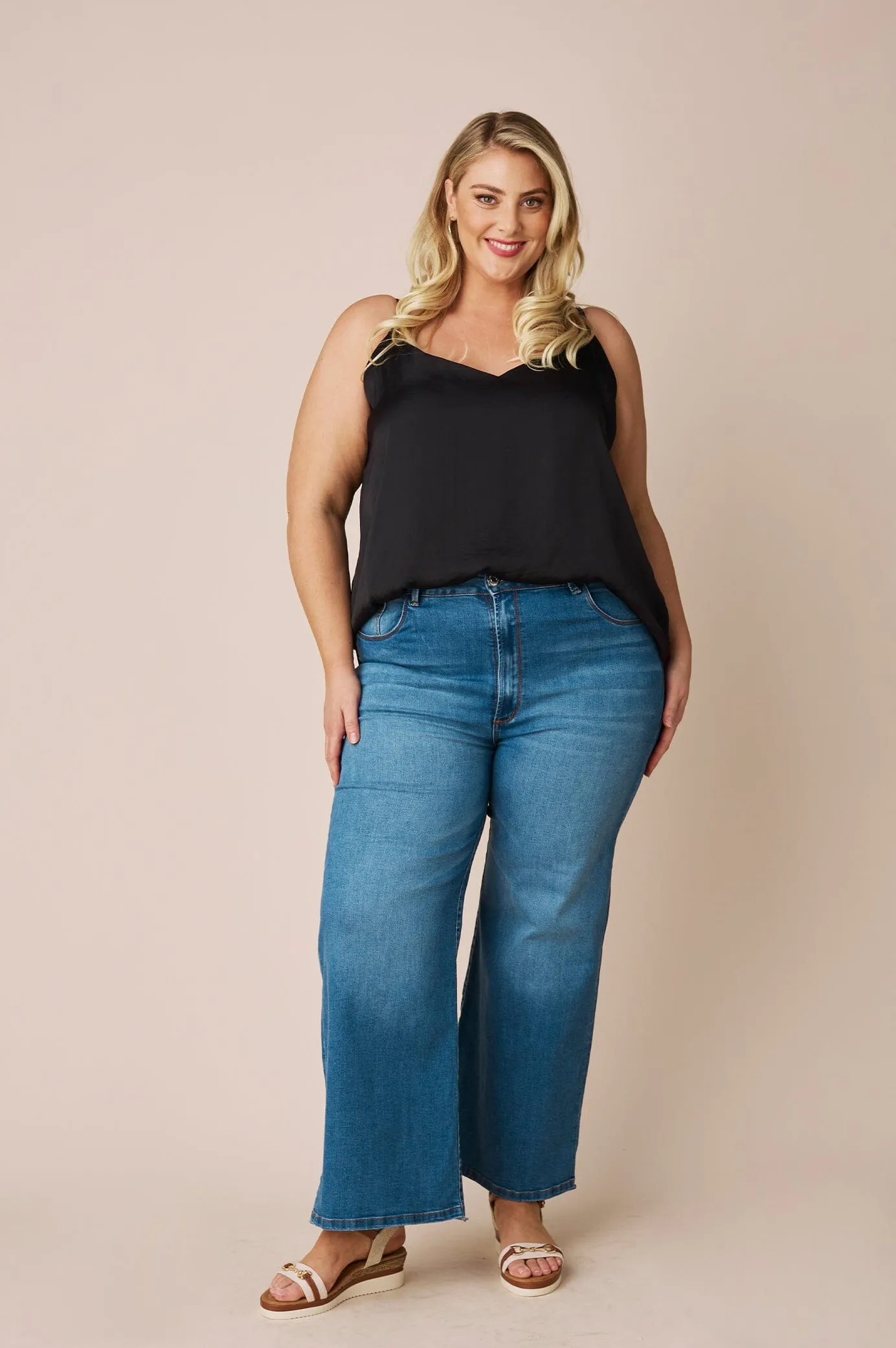 Ana Camisole Top Black with V Neck