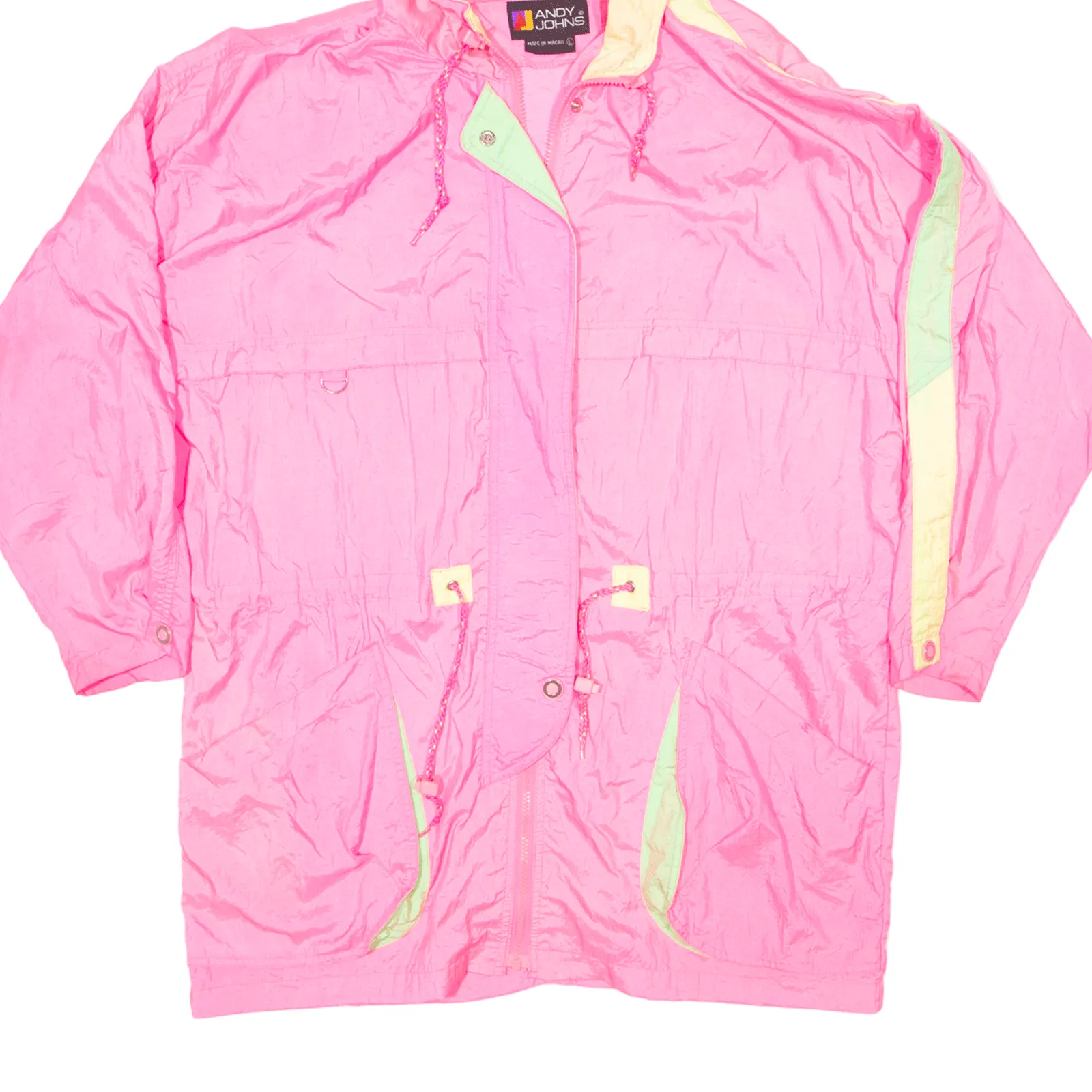ANDY JOHNS Windbreaker Jacket Pink Nylon 90s Womens L