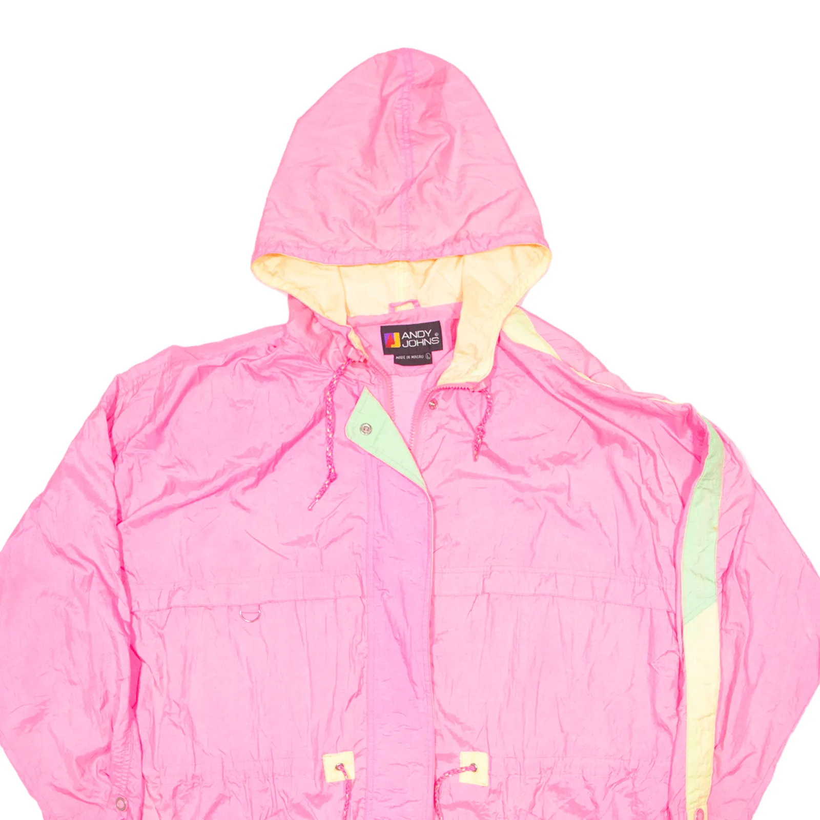 ANDY JOHNS Windbreaker Jacket Pink Nylon 90s Womens L