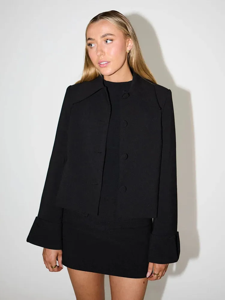 Autumn Winter Skirt Two Piece Sets Women Outfits Lapel Single-btrasted Long Sleeve Coat And Mini Skirt Matching Sets