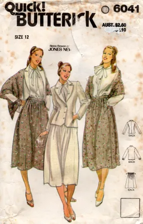 Butterick 6041 JONES NEW YORK Womens Jacket Blouse Skirt & Shawl 1980s Vintage Sewing Pattern Size 12 Bust 34 inches
