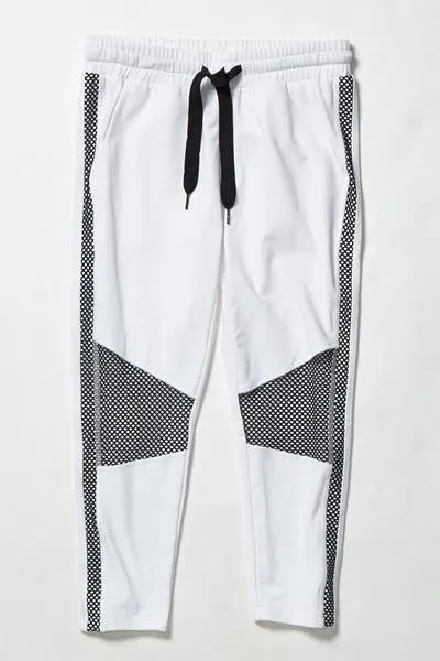 CHICHI Active Michelle Cropped Moto Jogger - White/Black