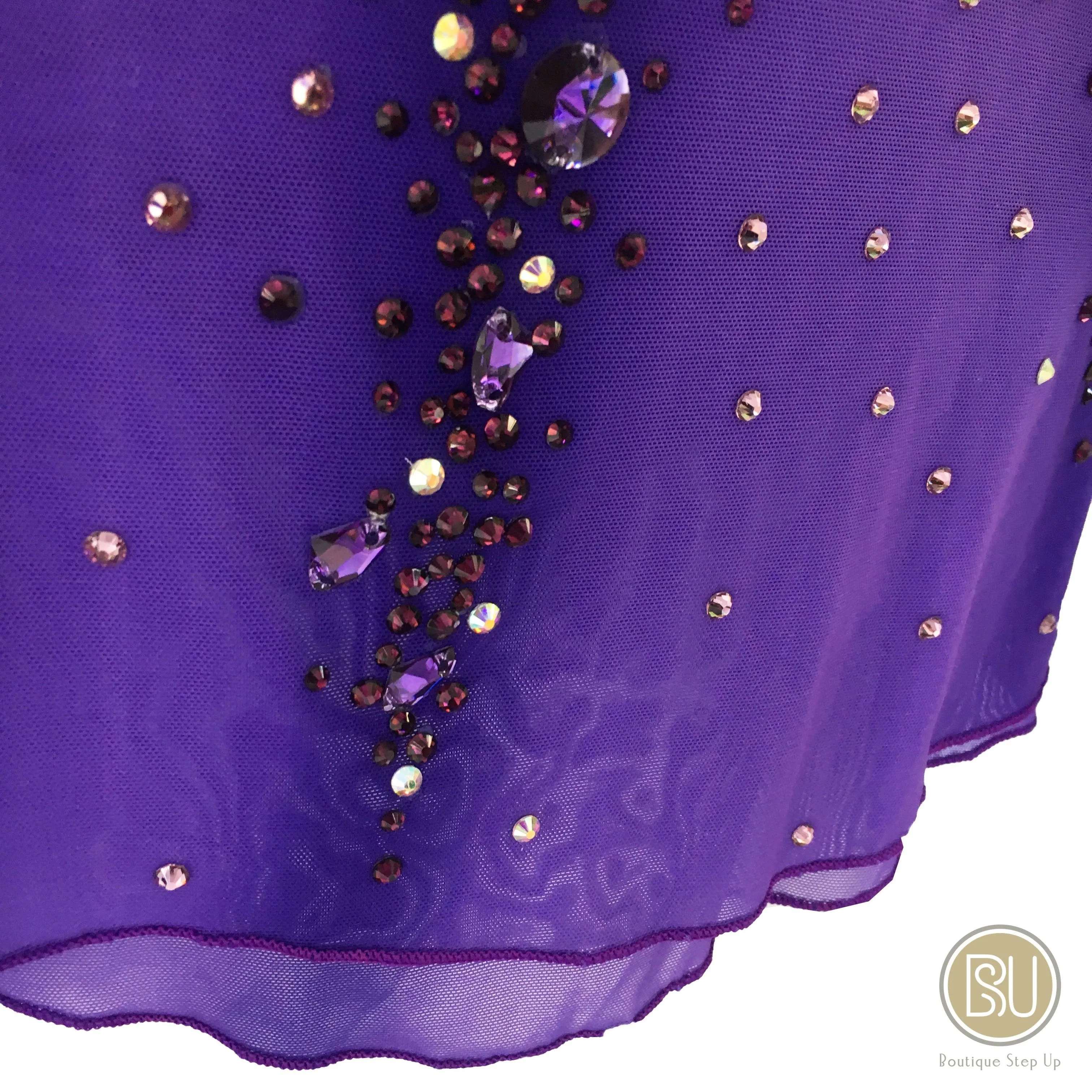 Competition Skating Dress Sleeveless Purple Crystals BSU11082