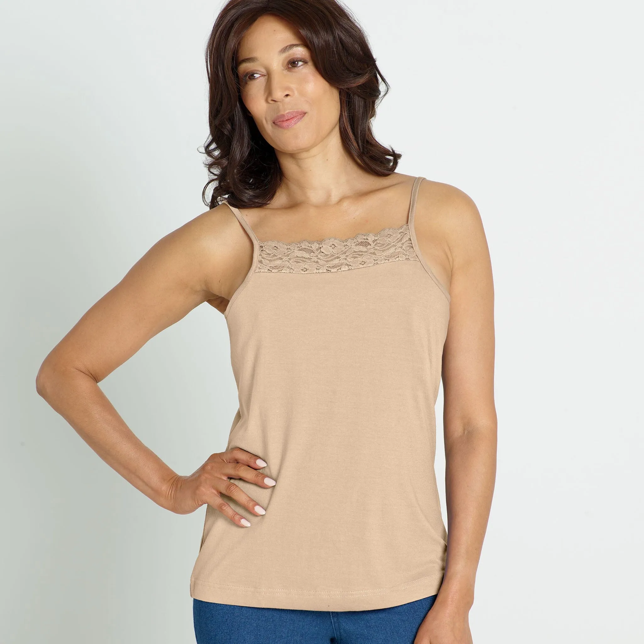 Cool Comfort™ Pocketed Camisole with Lace Trim