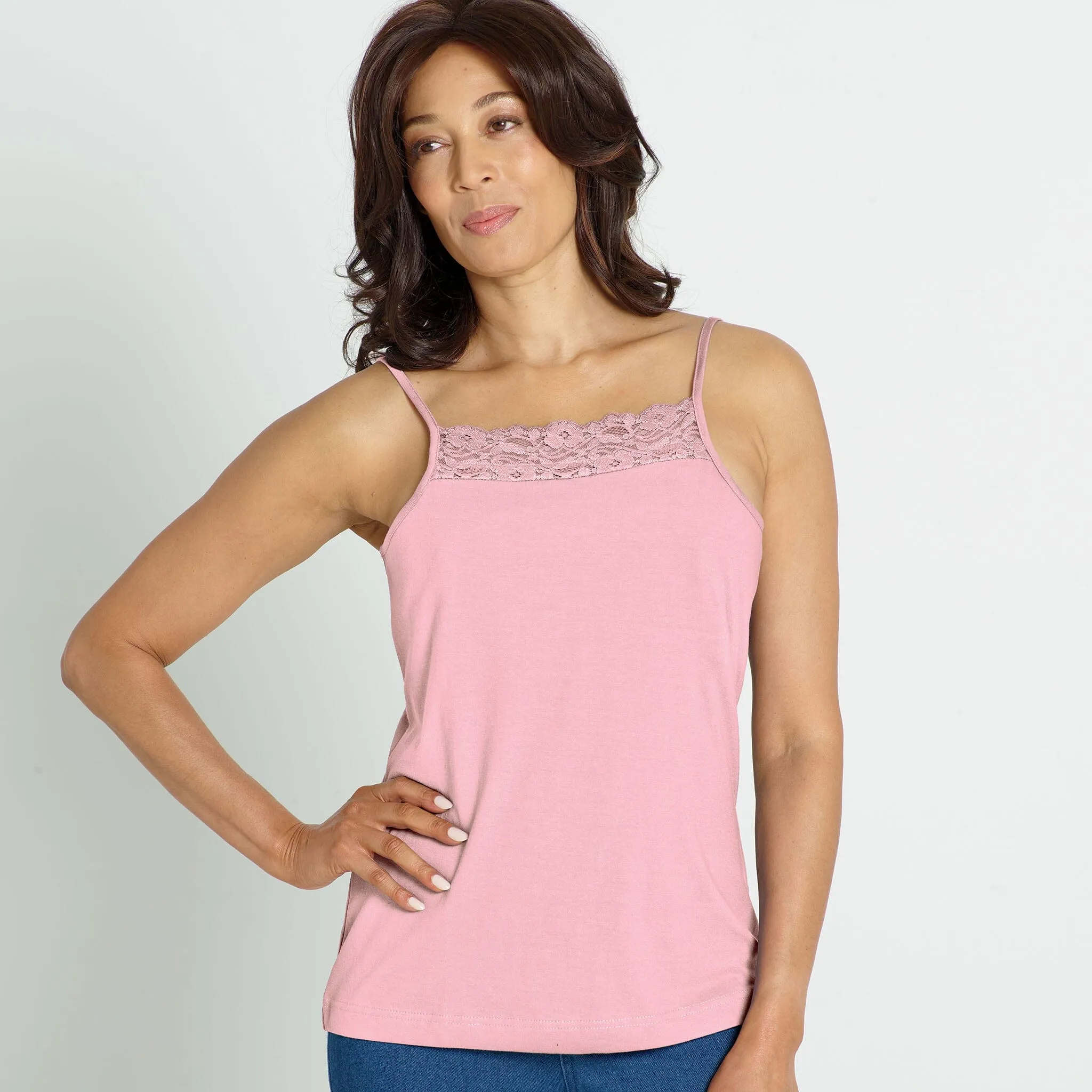 Cool Comfort™ Pocketed Camisole with Lace Trim