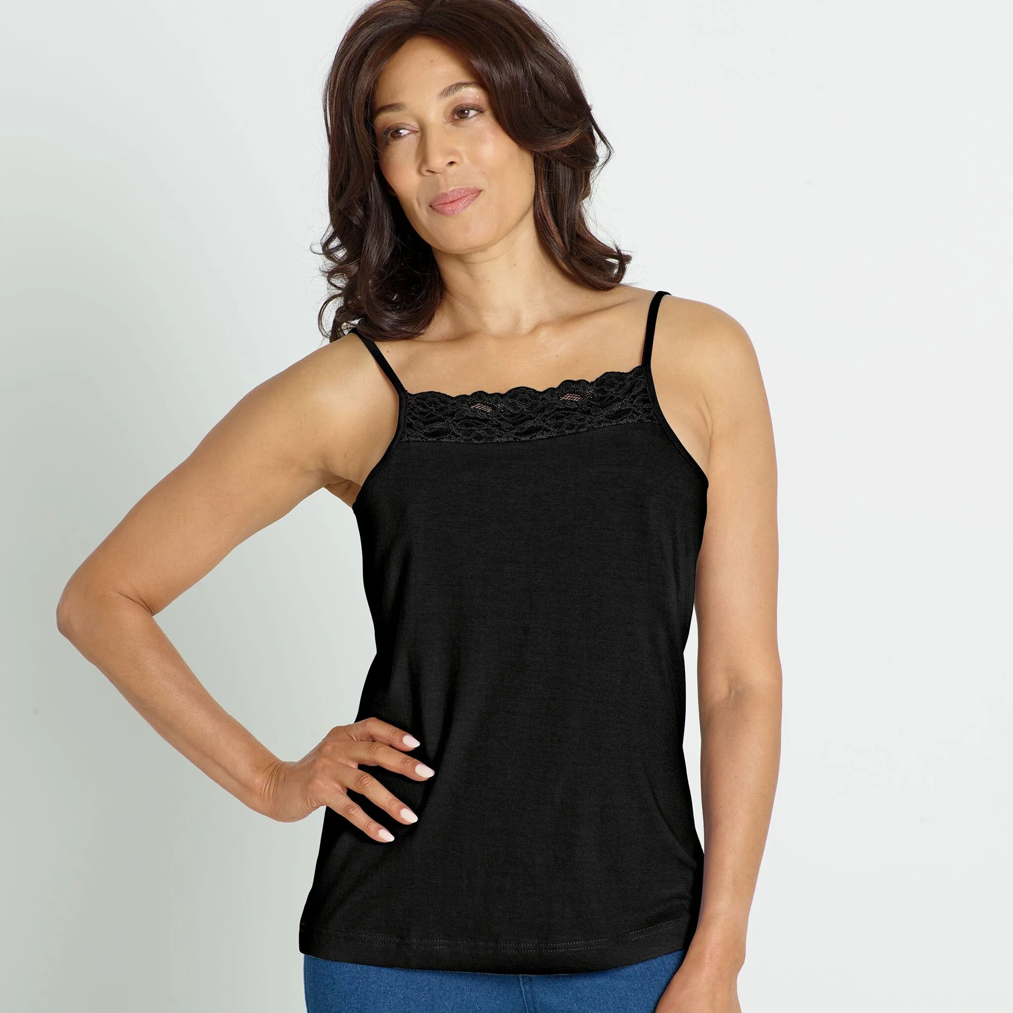 Cool Comfort™ Pocketed Camisole with Lace Trim