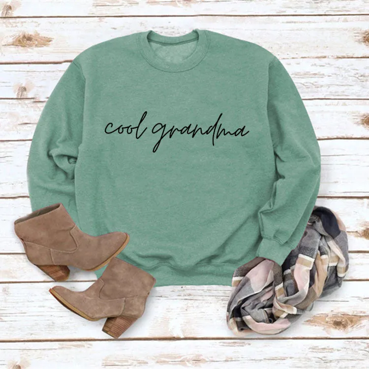 Cool Grandma Letter Simple Printing Round Neck Loose Long Sleeve Bottoming Sweater Women's Dress