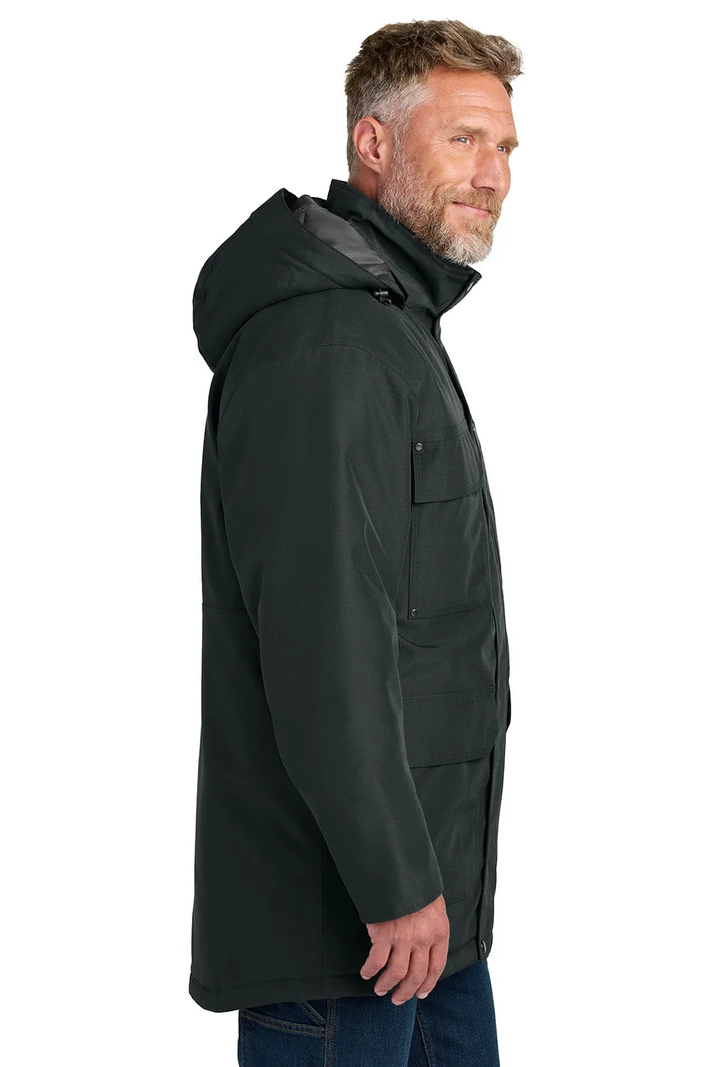 CornerStone Mens Elements Wind & Water Resistant Insulated Full Zip Hooded Parka - Black - New