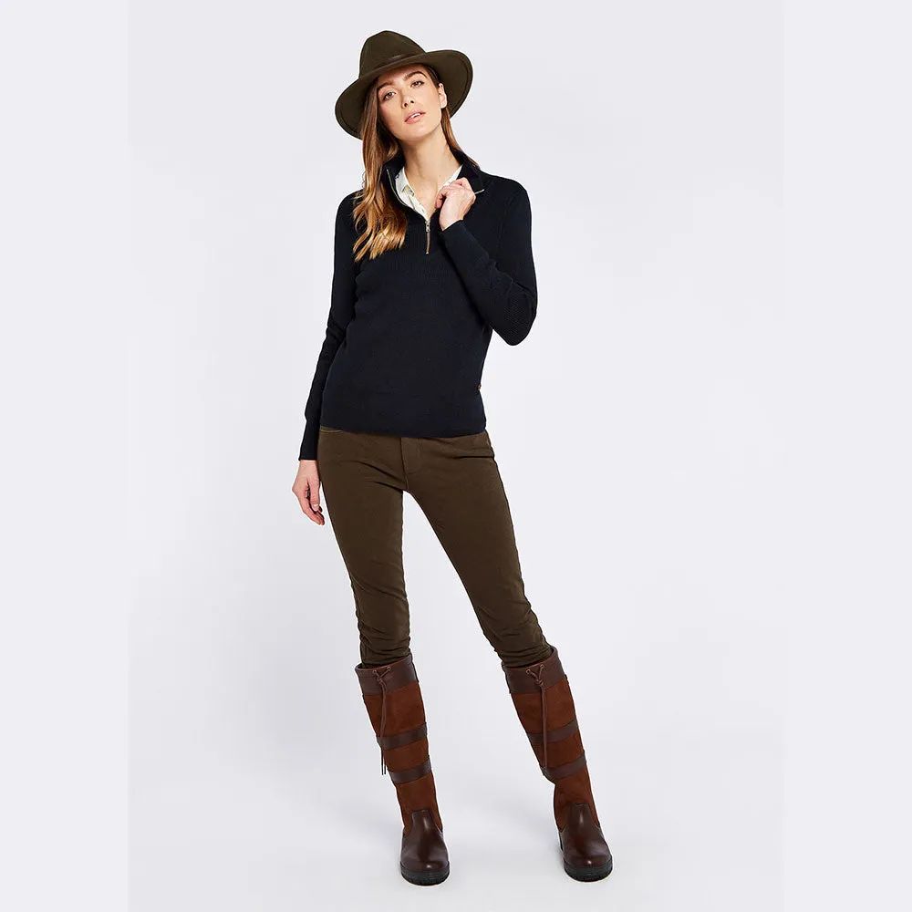 Dubarry Women's Newtown Zip Neck Jumper in Navy