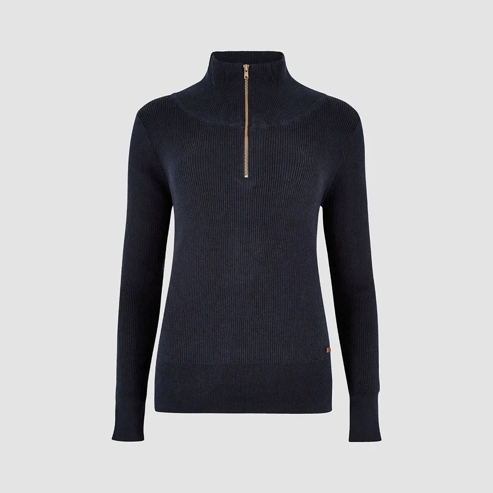 Dubarry Women's Newtown Zip Neck Jumper in Navy