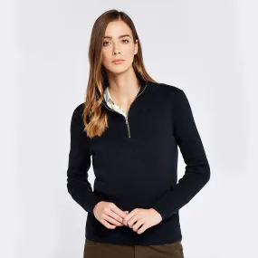 Dubarry Women's Newtown Zip Neck Jumper in Navy