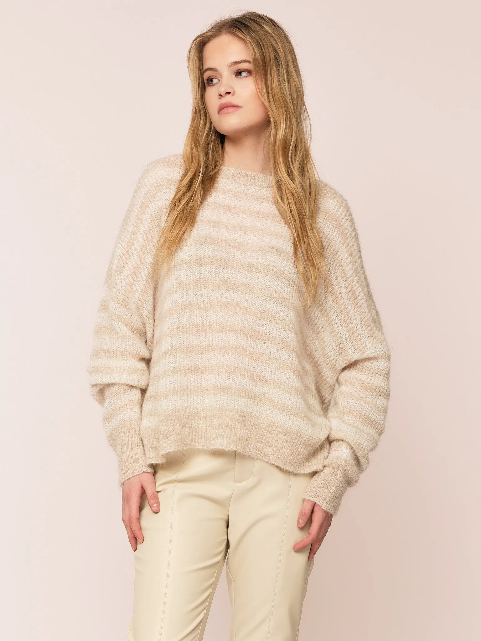 Flora RN Sweater - Beige Stripe