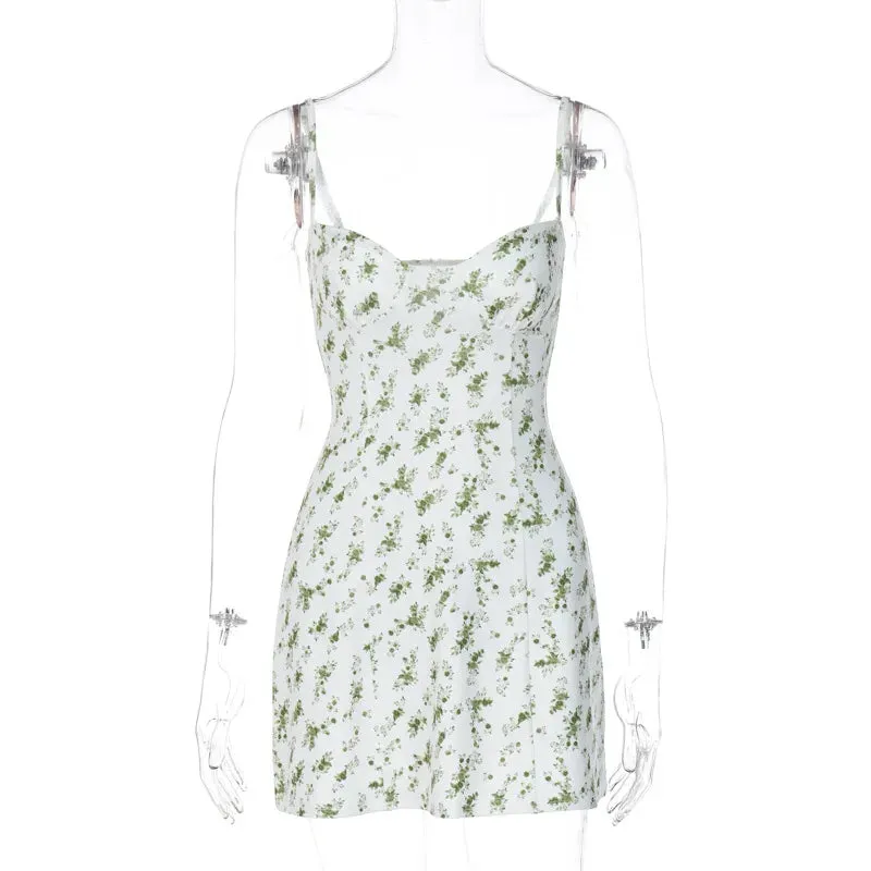Floral Print Strapless A-line Mini Dress for Women's Summer 2024 Casual Wear
