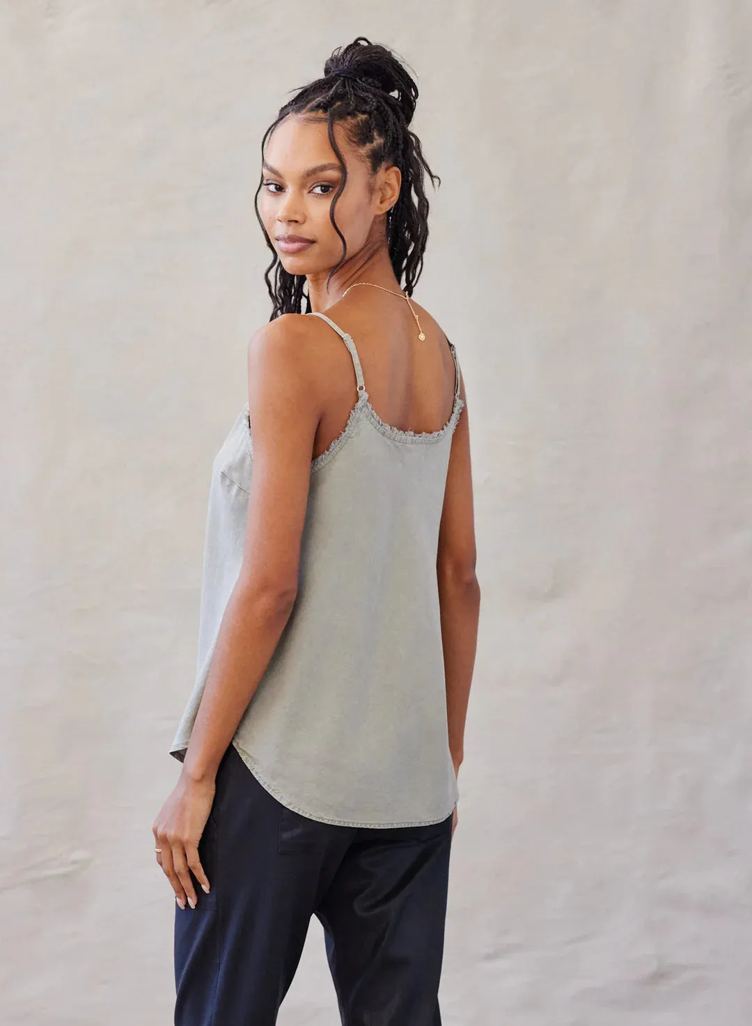 Frayed Edge Camisole - Soft Army