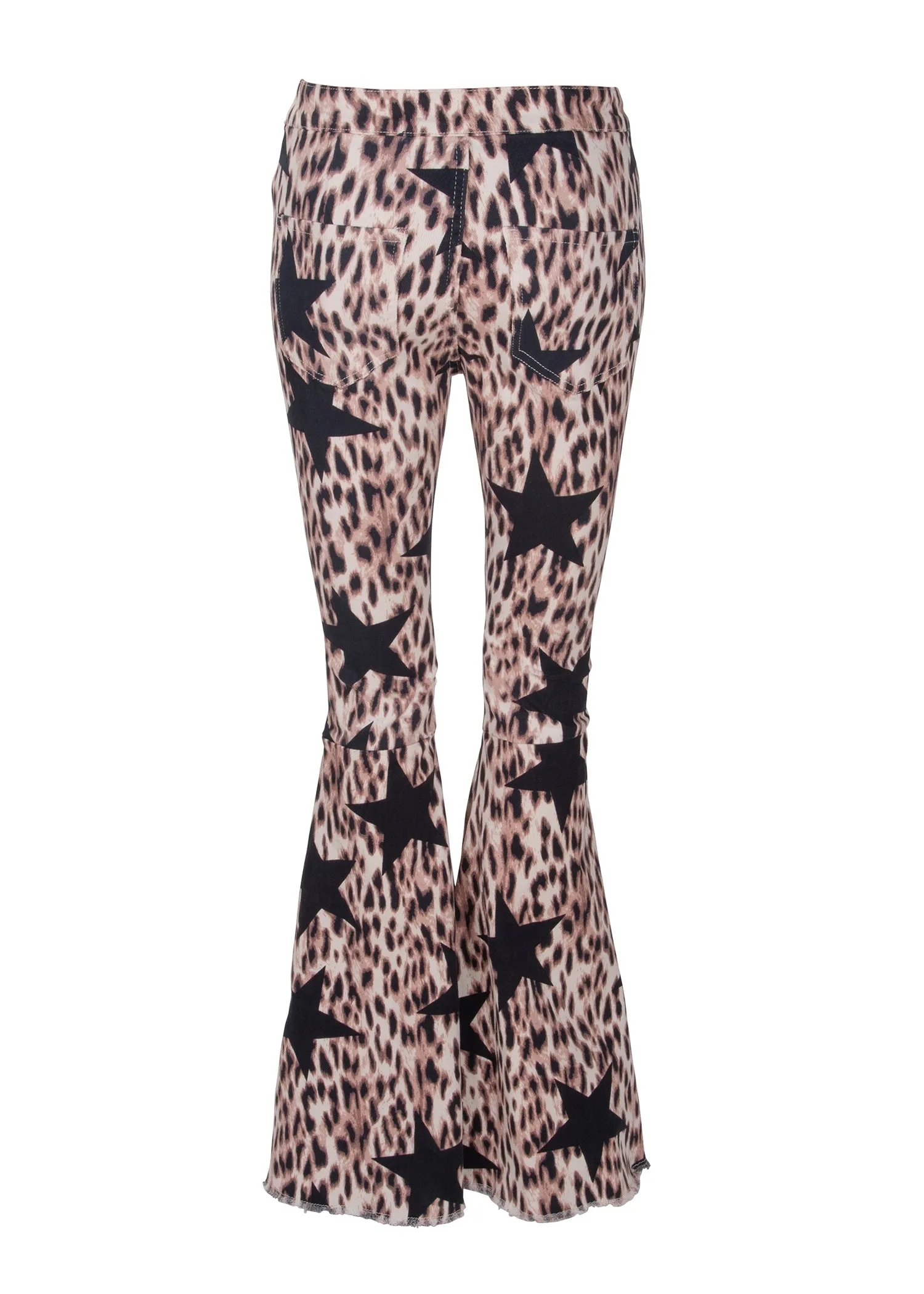 Get it on Star and Leopard Print Flared Bell Bottoms