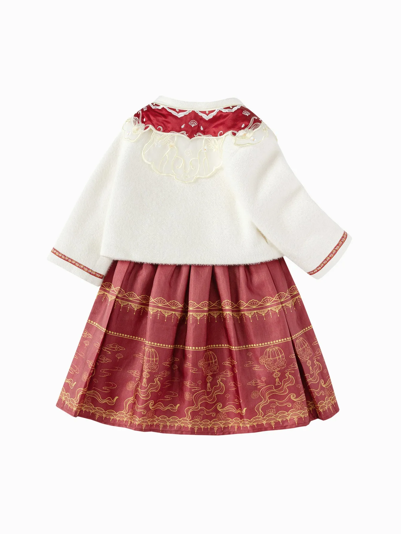 Girl Toddler Mesh Embroidery Holiday Long Sleeve Set