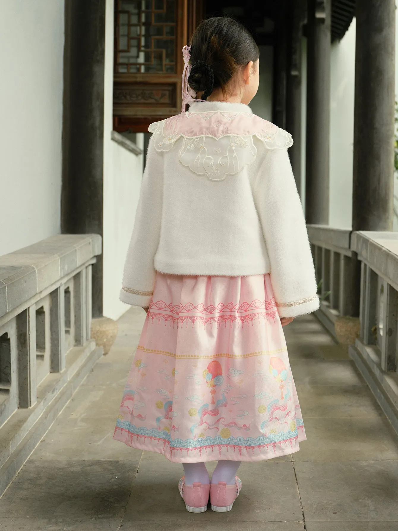Girl Toddler Mesh Embroidery Holiday Long Sleeve Set