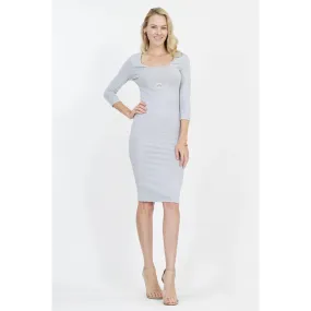 Heather - Classic Scoop Neck Midi Dress Heather Grey