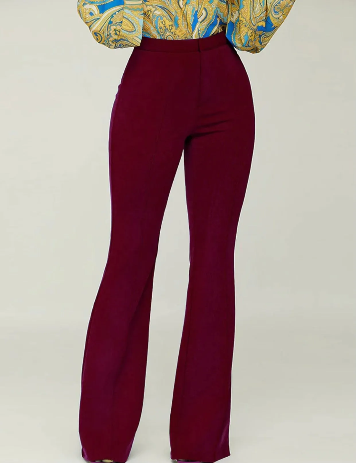 High Waist Front Zipper Flare P