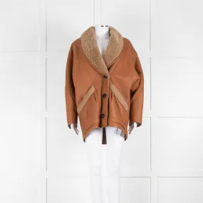 Isabel Marant Audrina Camel Shearling Jacket