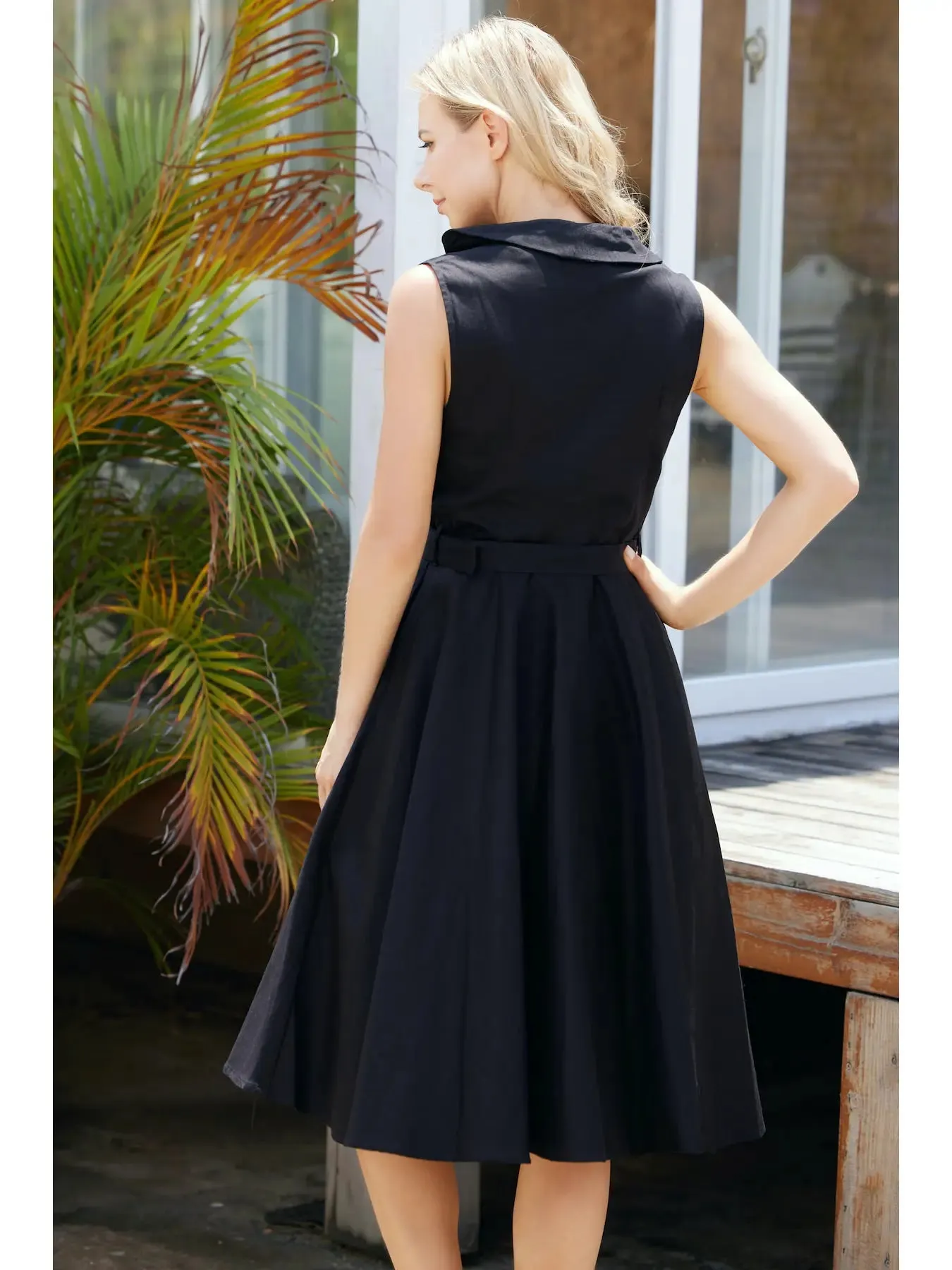 Jani Shirtwaist Flare Dress in Black by Miss Lulo