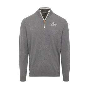 Johns Hopkins Grey with White Trim Luxury Touch Cotton and Cashmere Quarter Zip Sweater