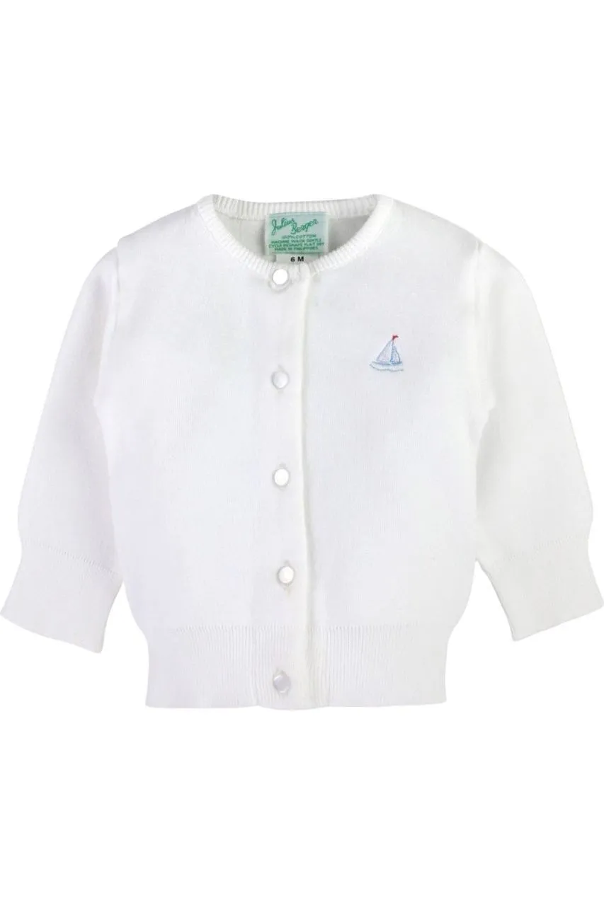 Julius Berger White Sailboat Boy Cardigan Sweater