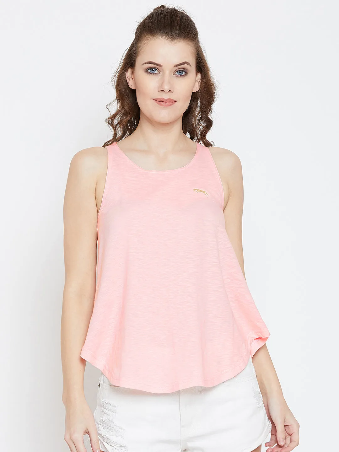 JUMP USA Women Pink Solid Tank Top