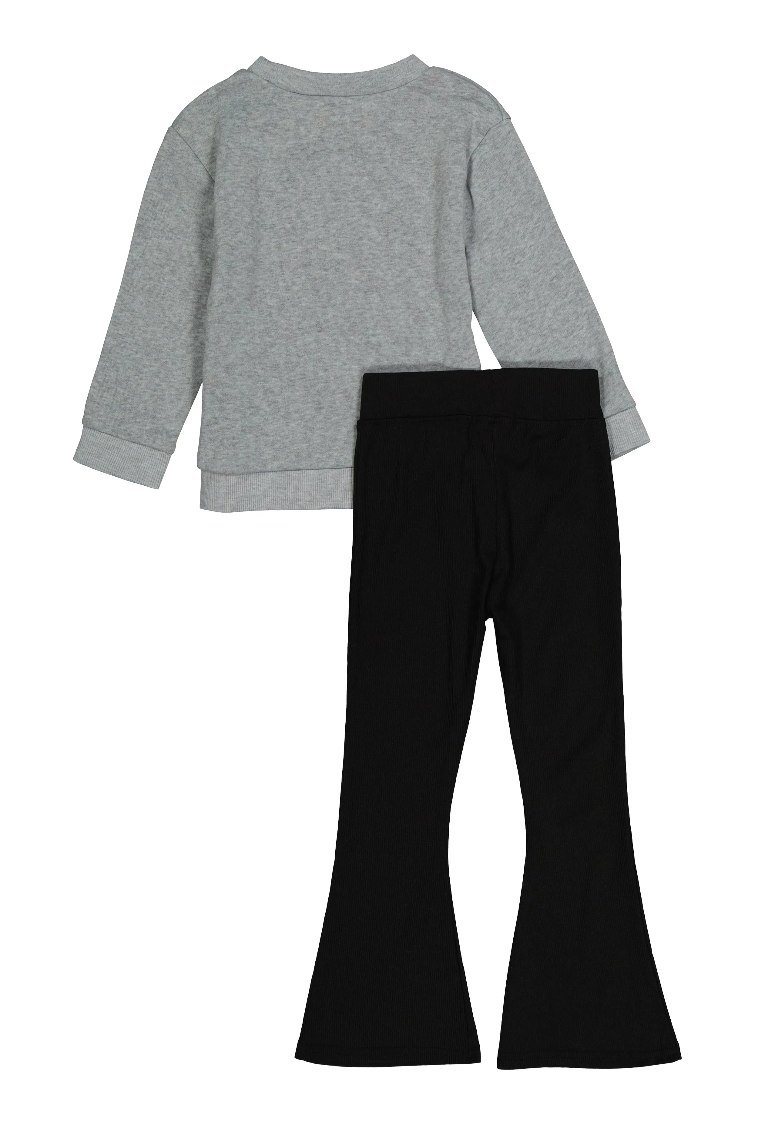Little Girls Royalty Graphic Sweatshirt and Flare Pants