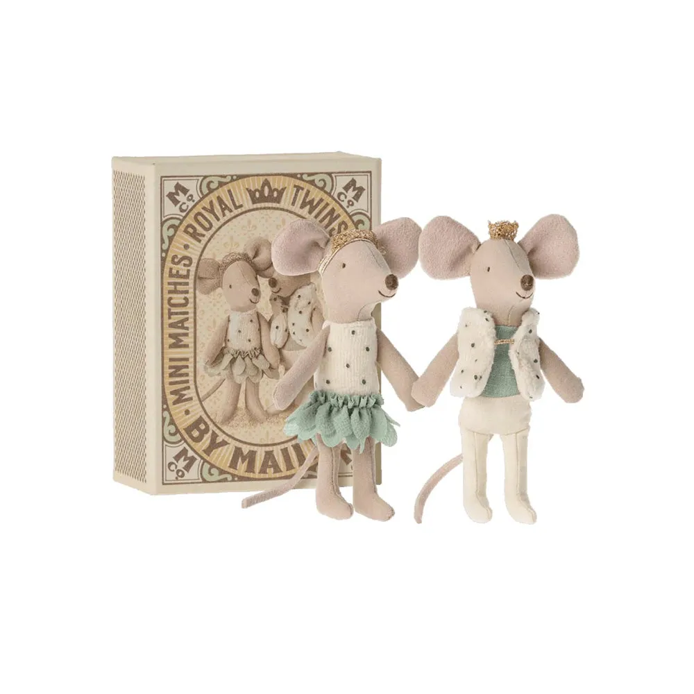 Maileg Royal Twins Little Sister & Little Brother in Matchbox