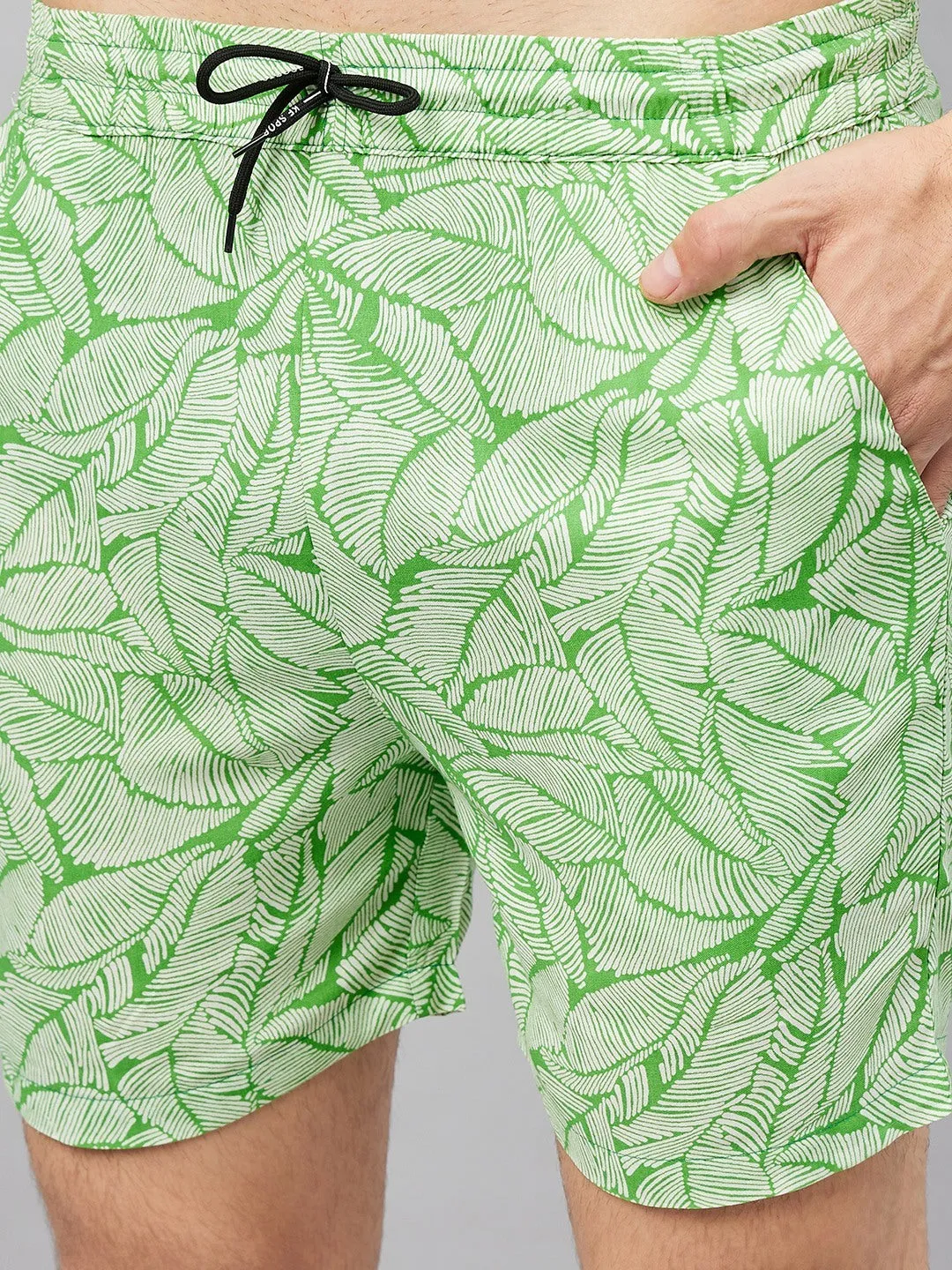 Men's Green Leaf Print Co-ord Set
