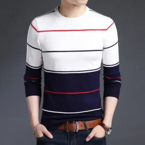Men’s Slim Fit Striped knitted Wool Sweater.