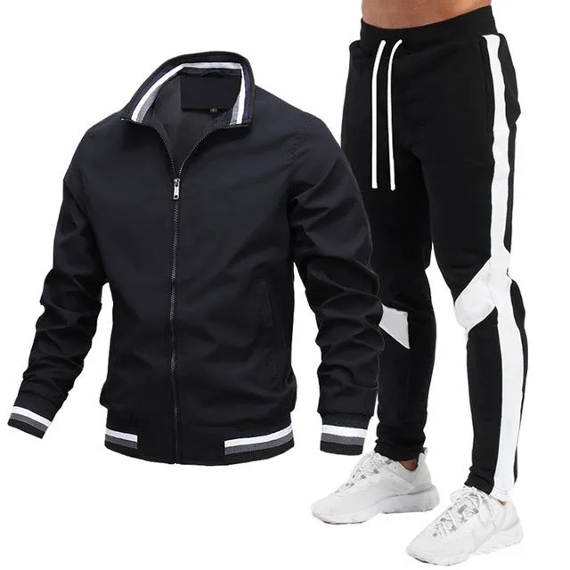 Men's Street Running Sports Jacket and Sweatpants Set - Comfortable and Stylish